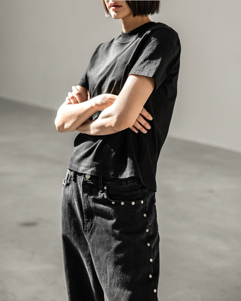 Paper Moon - Korean Women Fashion - #momslook - Ribbed Slim Crewneck Basic Tee - 11