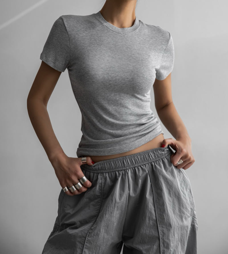 Paper Moon - Korean Women Fashion - #momslook - Ribbed Slim Crewneck Basic Tee - 7