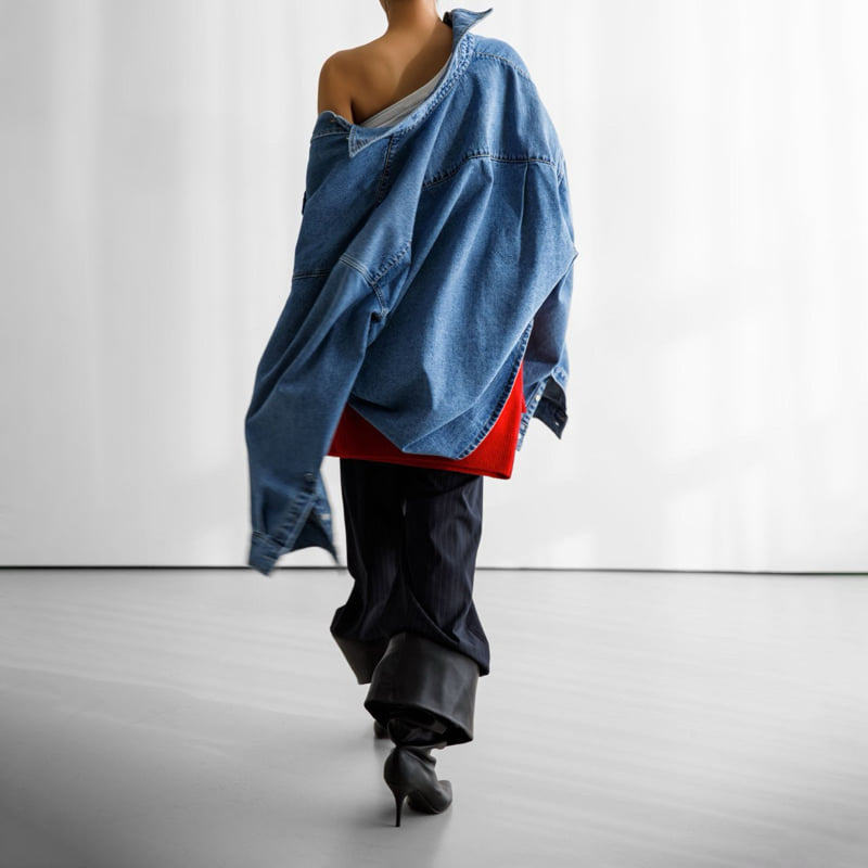 Paper Moon - Korean Women Fashion - #womensfashion - Maxi Oversized Washed Denim Button Down Shirt - 4