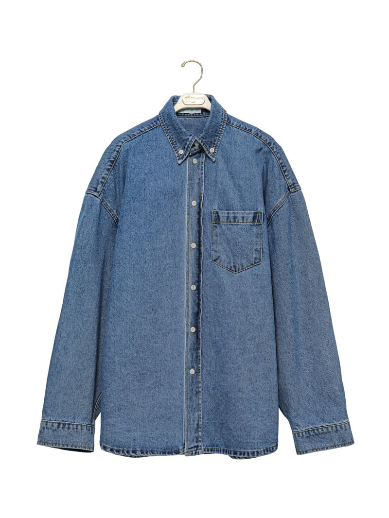 Paper Moon - Korean Women Fashion - #momslook - Maxi Oversized Washed Denim Button Down Shirt - 6