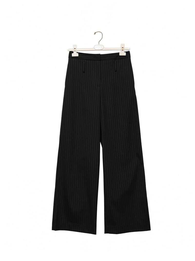 Paper Moon - Korean Women Fashion - #momslook - Low Belted Detail Pin Striped Wide Pants - 11