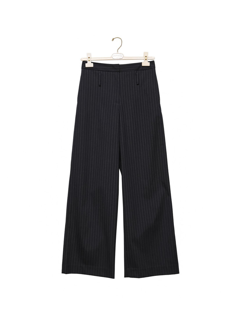 Paper Moon - Korean Women Fashion - #momslook - Low Belted Detail Pin Striped Wide Pants - 3