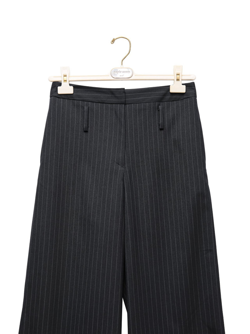 Paper Moon - Korean Women Fashion - #momslook - Low Belted Detail Pin Striped Wide Pants - 5