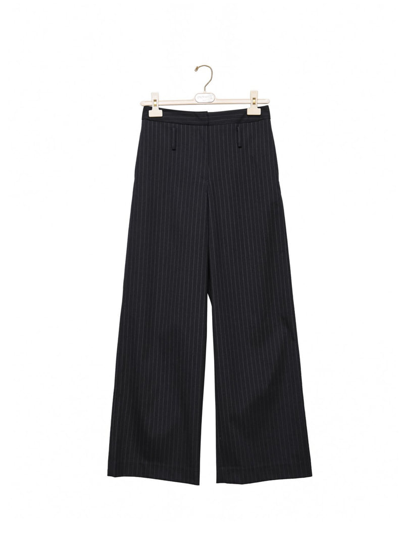 Paper Moon - Korean Women Fashion - #momslook - Low Belted Detail Pin Striped Wide Pants - 9