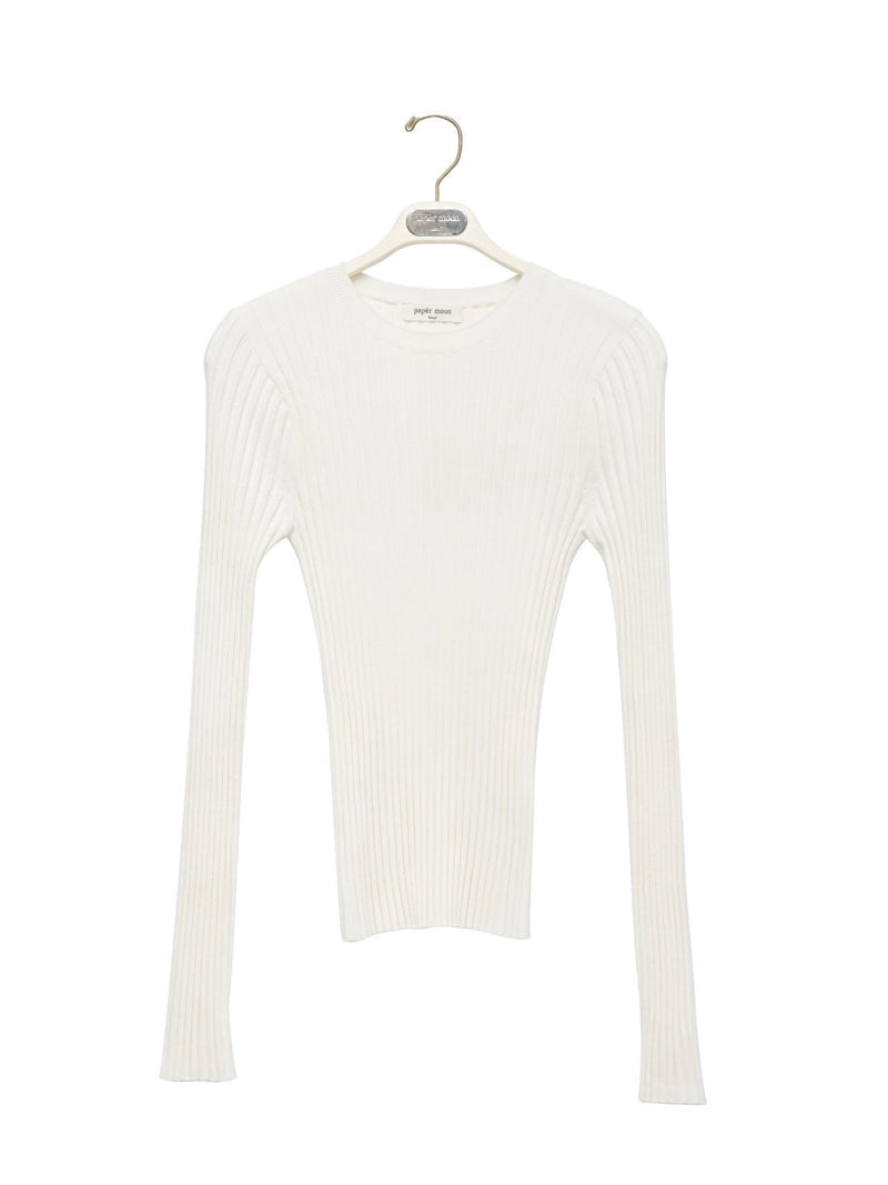 Paper Moon - Korean Women Fashion - #momslook - Long Sleeved Ribbed Round Neck Knit Top - 8