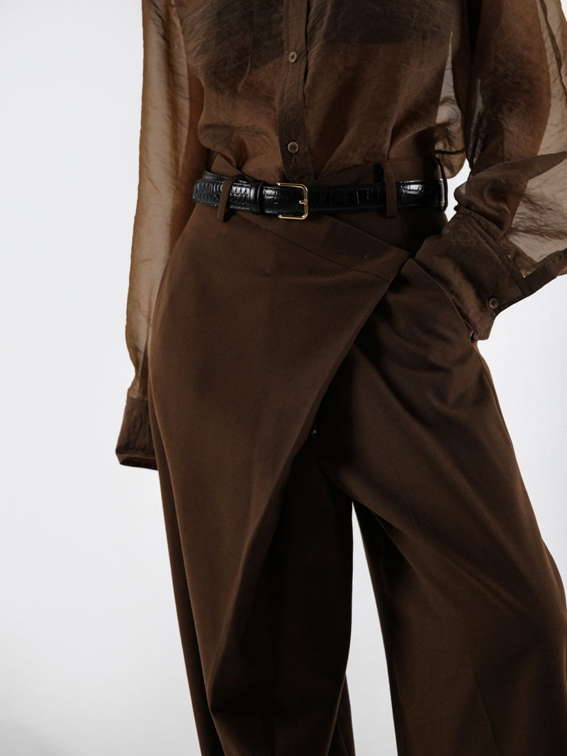 Paper Moon - Korean Women Fashion - #momslook - Asymmetry Pintuck Wide Maxi Trousers - 3