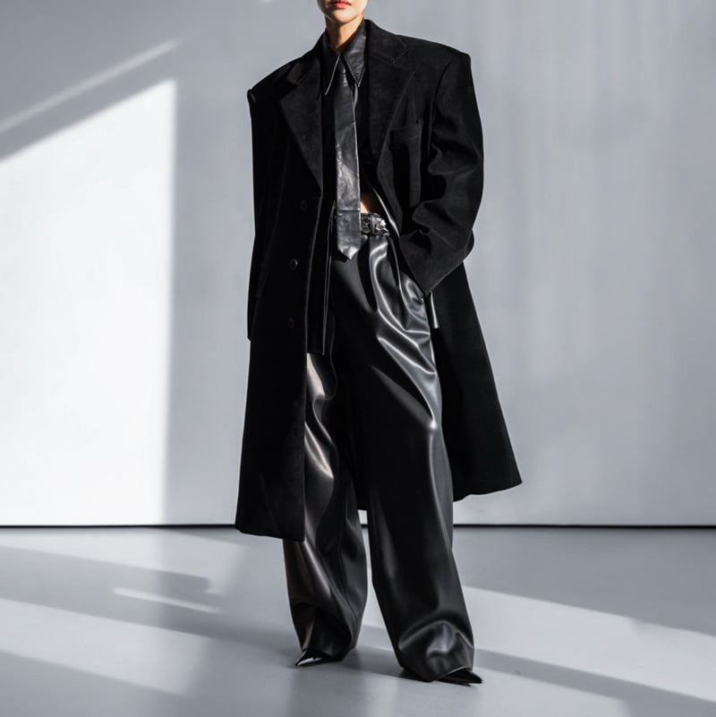 Paper Moon - Korean Women Fashion - #momslook - Oversized Hidden Button Single Dobby Coat - 2