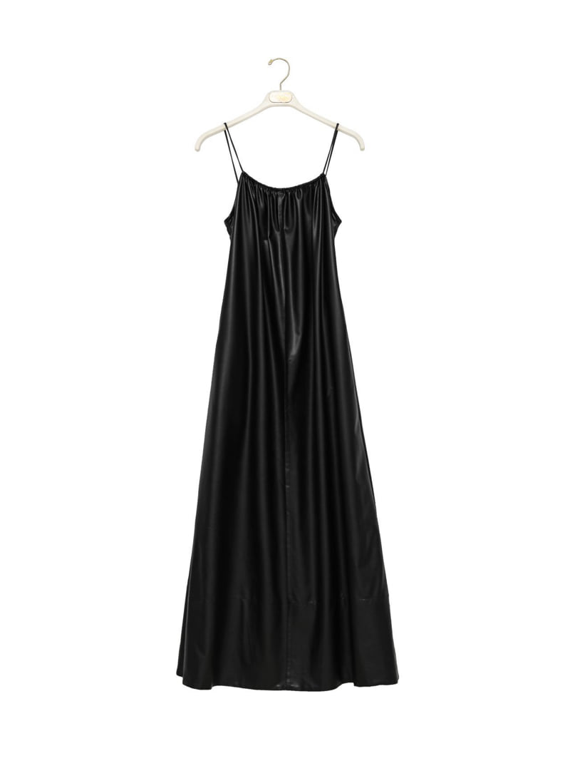 Paper Moon - Korean Women Fashion - #momslook - Vegan Leather Strap Shirred Maxi Dress - 5