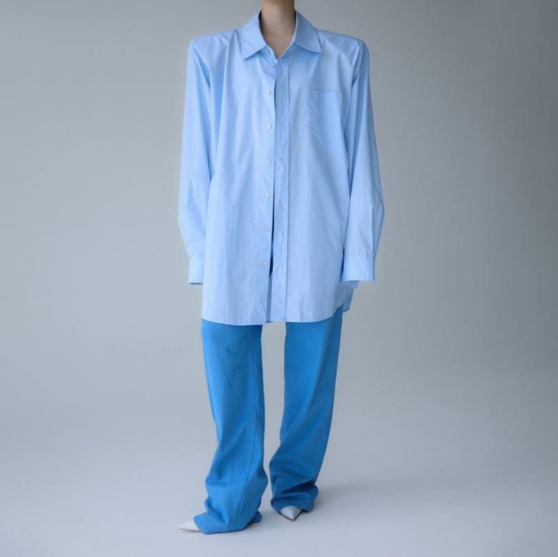 Paper Moon - Korean Women Fashion - #momslook - Maxi Padded Shoulder Cotton Shirt