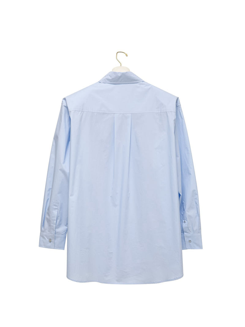 Paper Moon - Korean Women Fashion - #momslook - Maxi Padded Shoulder Cotton Shirt - 5
