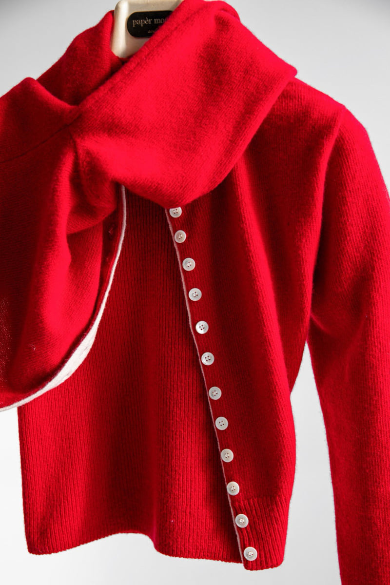 Paper Moon - Korean Women Fashion - #momslook - Colored Bi-Stitched Cashmere Wool Cropped Cardigan - 2
