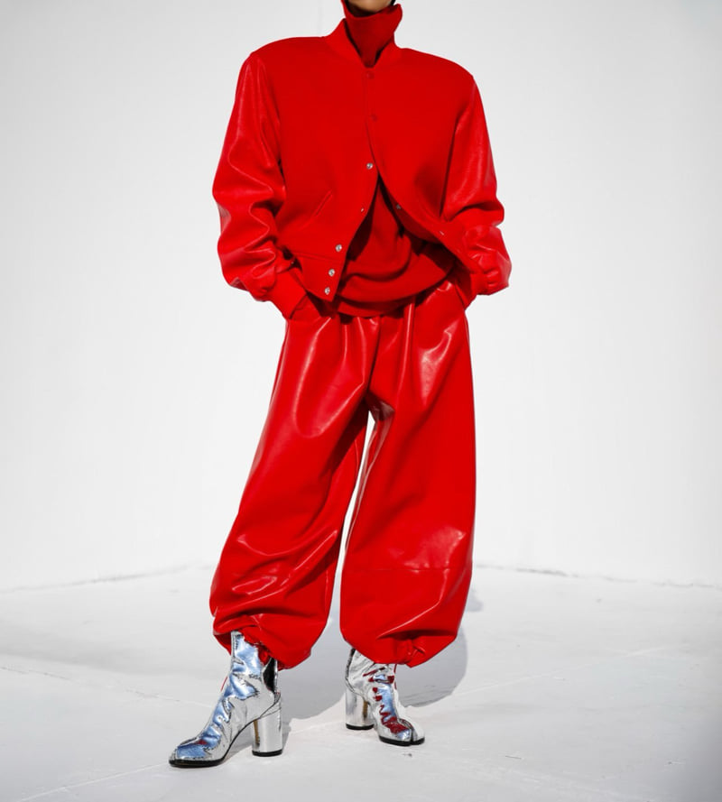 Paper Moon - Korean Women Fashion - #momslook - Vegan Leather Volume Jogger Trousers