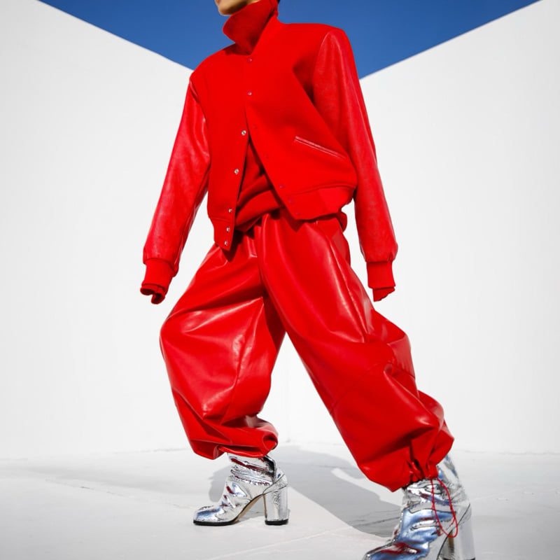 Paper Moon - Korean Women Fashion - #momslook - Vegan Leather Volume Jogger Trousers - 2