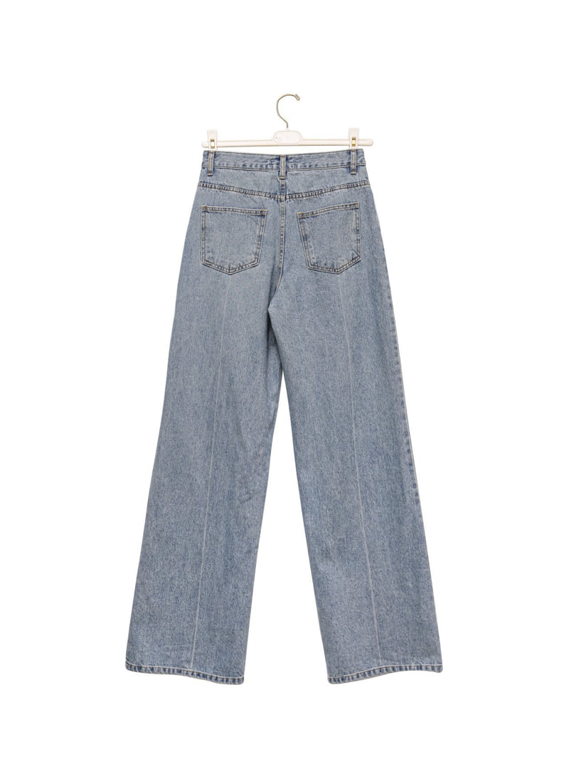 Paper Moon - Korean Women Fashion - #momslook - Crease Line Point Denim Loosefit Pants - 8