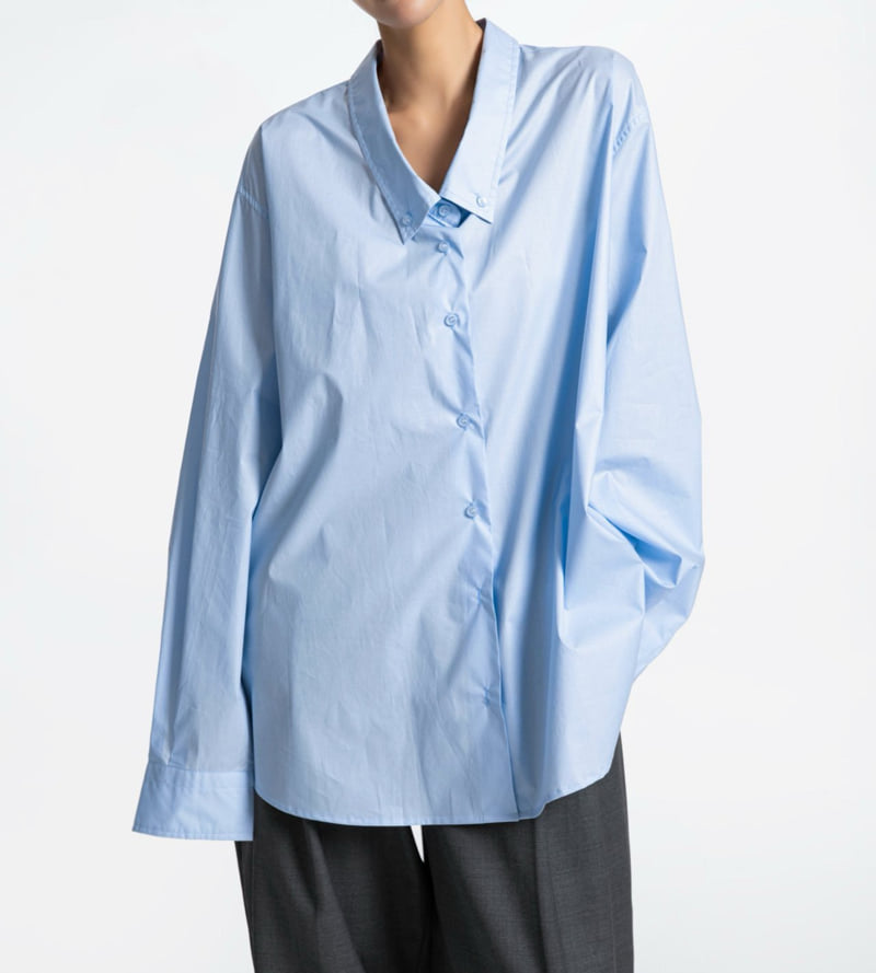 Paper Moon - Korean Women Fashion - #womensfashion - Low Collar Point Paper Button Down Shirt - 4