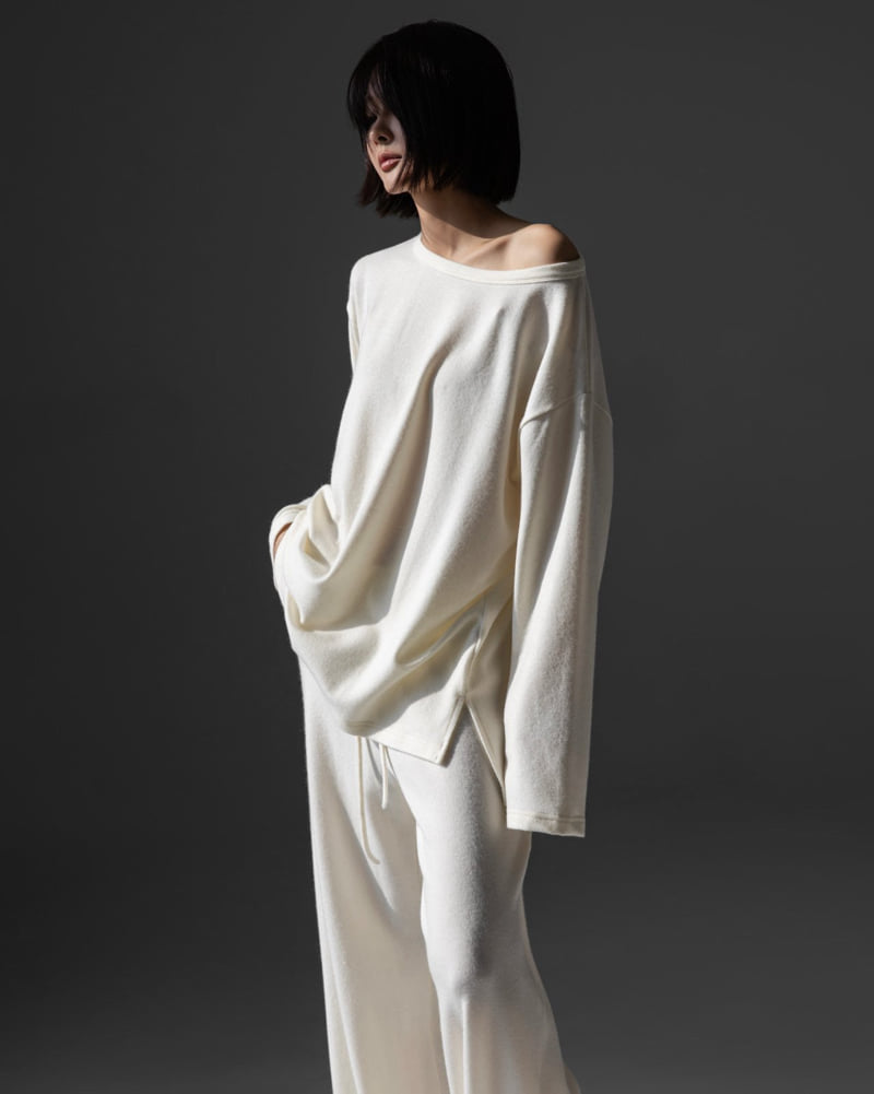 Paper Moon - Korean Women Fashion - #momslook - Soft Lounge Set-up Boatneck Tee - 10