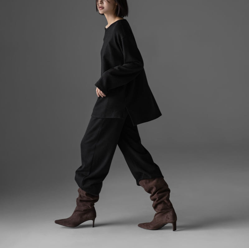 Paper Moon - Korean Women Fashion - #womensfashion - Soft Lounge Set-up Boatneck Tee - 4