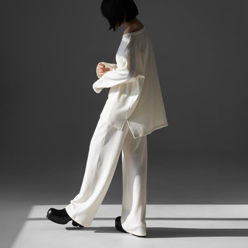 Paper Moon - Korean Women Fashion - #momslook - Soft Lounge Set-up Wide Pants