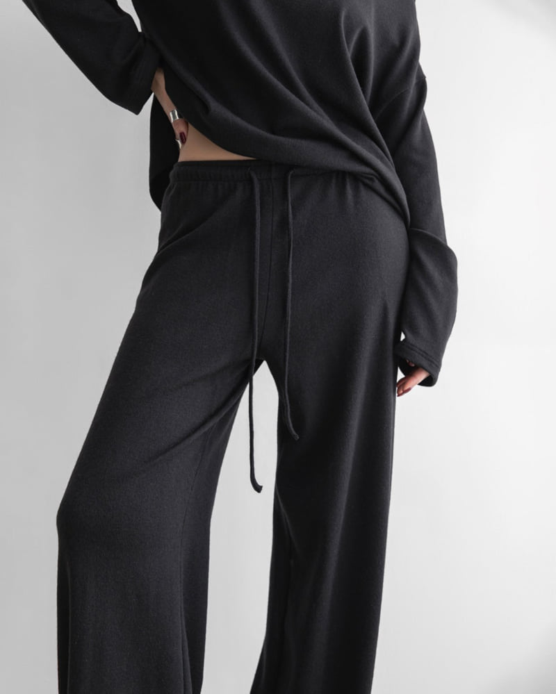 Paper Moon - Korean Women Fashion - #momslook - Soft Lounge Set-up Wide Pants - 7