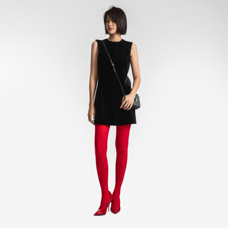 Paper Moon - Korean Women Fashion - #momslook - Classic Velvet Mini Sleeveless One-piece - 3