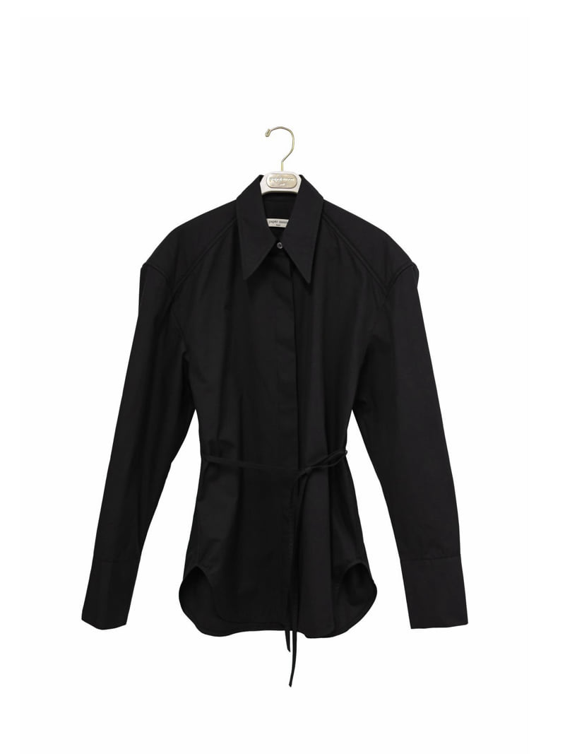 Paper Moon - Korean Women Fashion - #momslook - Padded Shoulder Button Down Cotton Shirt - 5