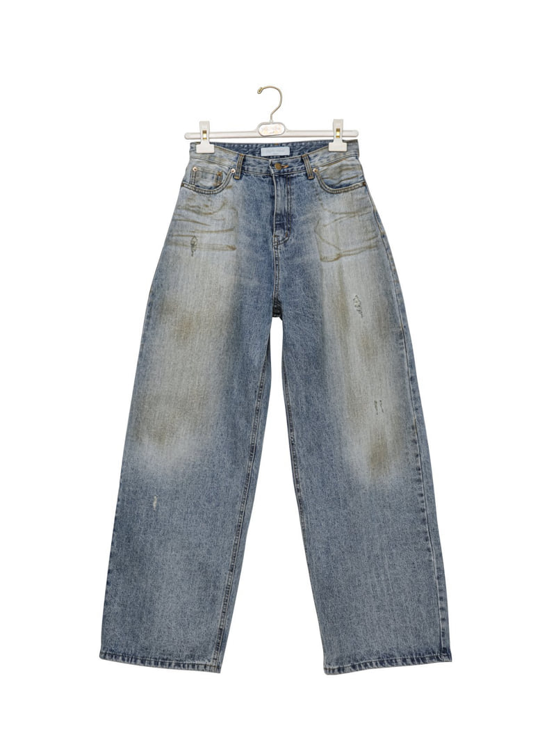 Paper Moon - Korean Women Fashion - #womensfashion - Dusty Mud Washing Wide Denim Trousers - 4