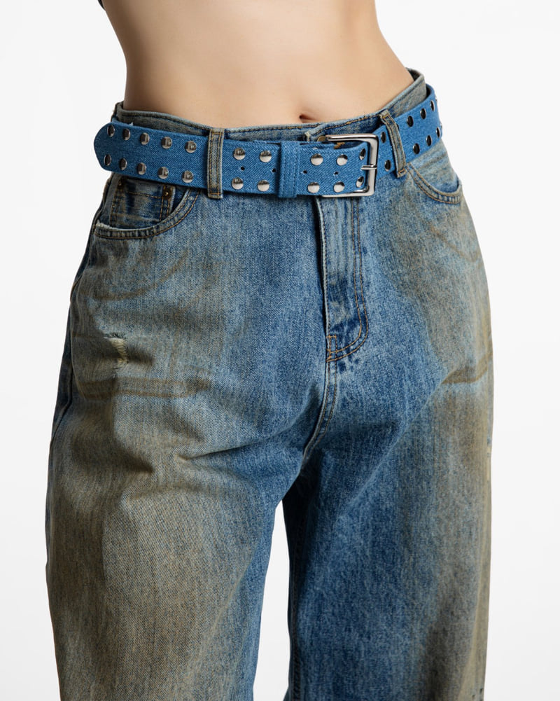Paper Moon - Korean Women Fashion - #momslook - Denim Chunky Sturd Belt