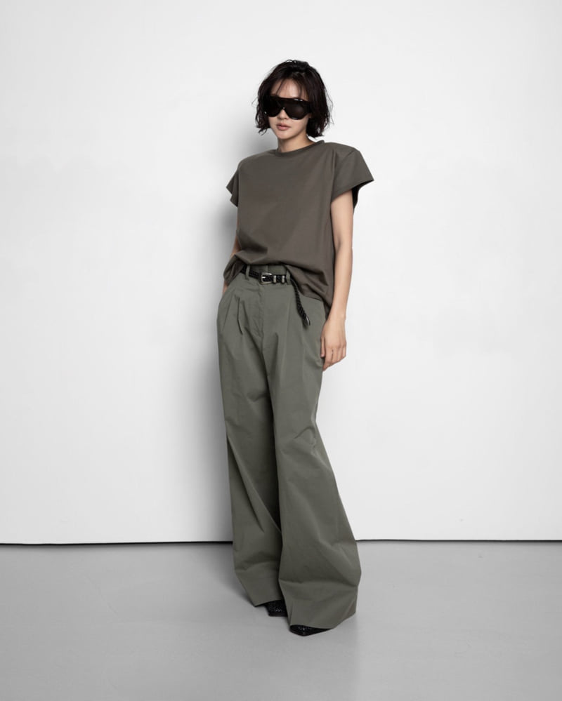 Paper Moon - Korean Women Fashion - #momslook - Padded Shoulder Wing Sleeve Tee - 8
