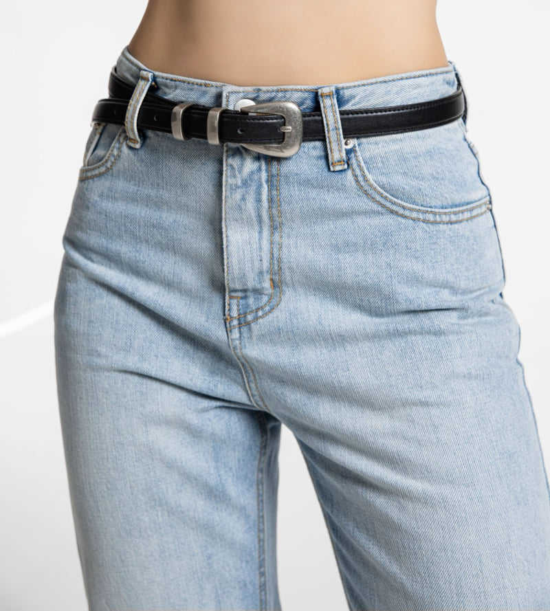 Paper Moon - Korean Women Fashion - #momslook - Classic Slim Fit Straight Blue Jeans