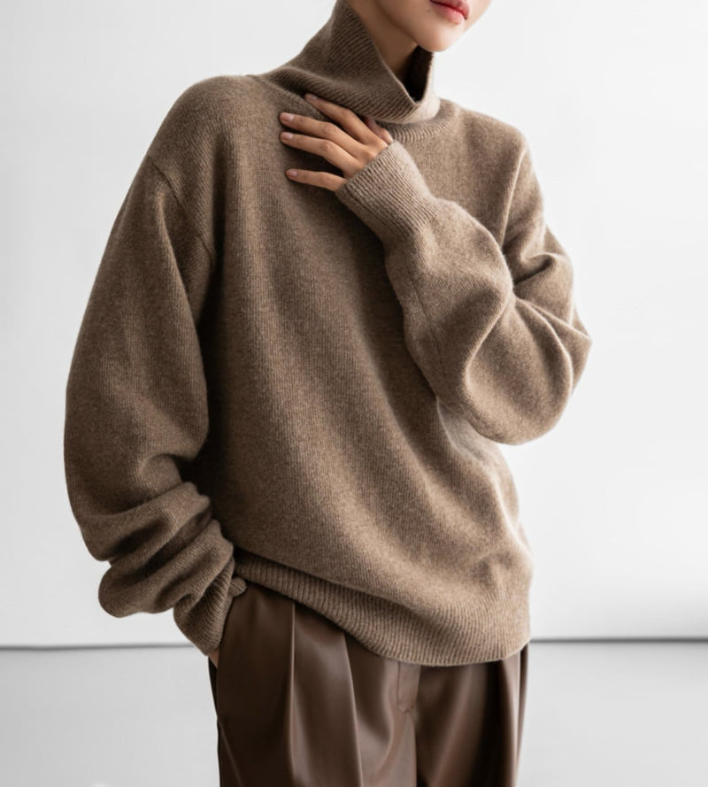 Paper Moon - Korean Women Fashion - #momslook - Classic Cashmere Blending Wool High Neck Knit Top - 3