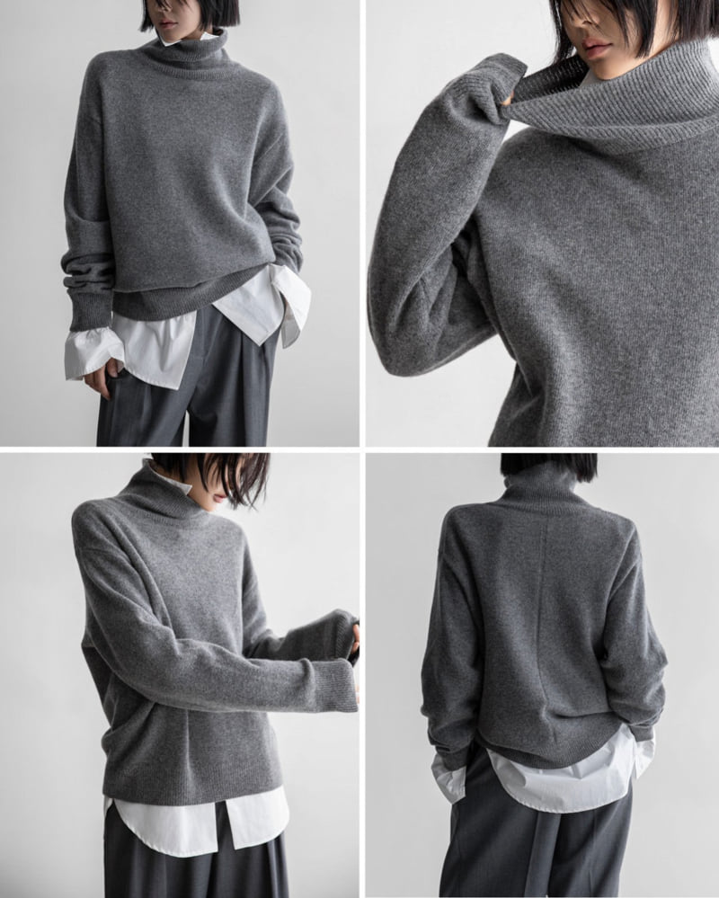 Paper Moon - Korean Women Fashion - #momslook - Classic Cashmere Blending Wool High Neck Knit Top - 7