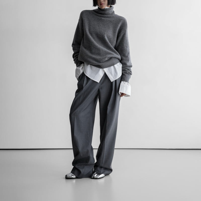 Paper Moon - Korean Women Fashion - #momslook - Classic Cashmere Blending Wool High Neck Knit Top - 8