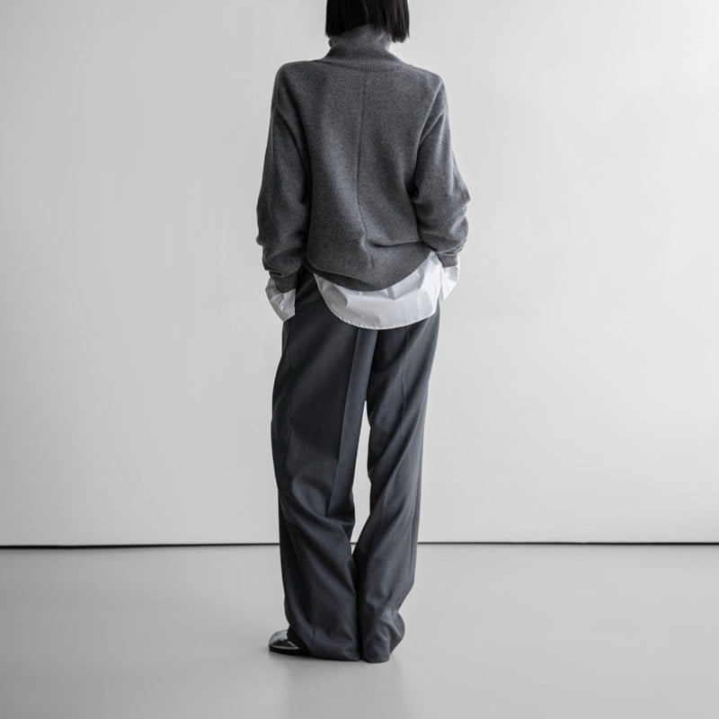 Paper Moon - Korean Women Fashion - #momslook - Classic Cashmere Blending Wool High Neck Knit Top - 9