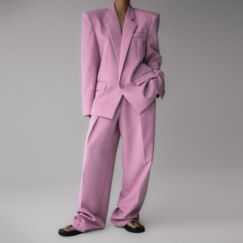 Paper Moon - Korean Women Fashion - #momslook - Square Shoulder Oversized Twill Blazer