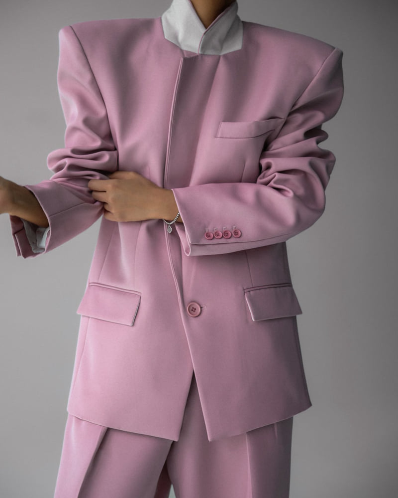 Paper Moon - Korean Women Fashion - #momslook - Square Shoulder Oversized Twill Blazer - 3