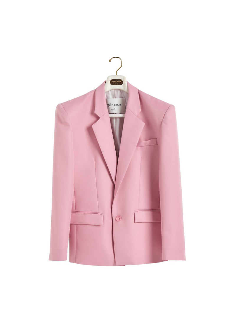 Paper Moon - Korean Women Fashion - #momslook - Square Shoulder Oversized Twill Blazer - 5