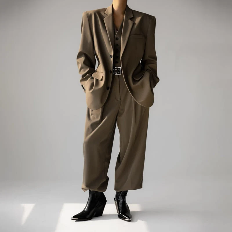 Paper Moon - Korean Women Fashion - #momslook - Oversized Three Button Single Blazer