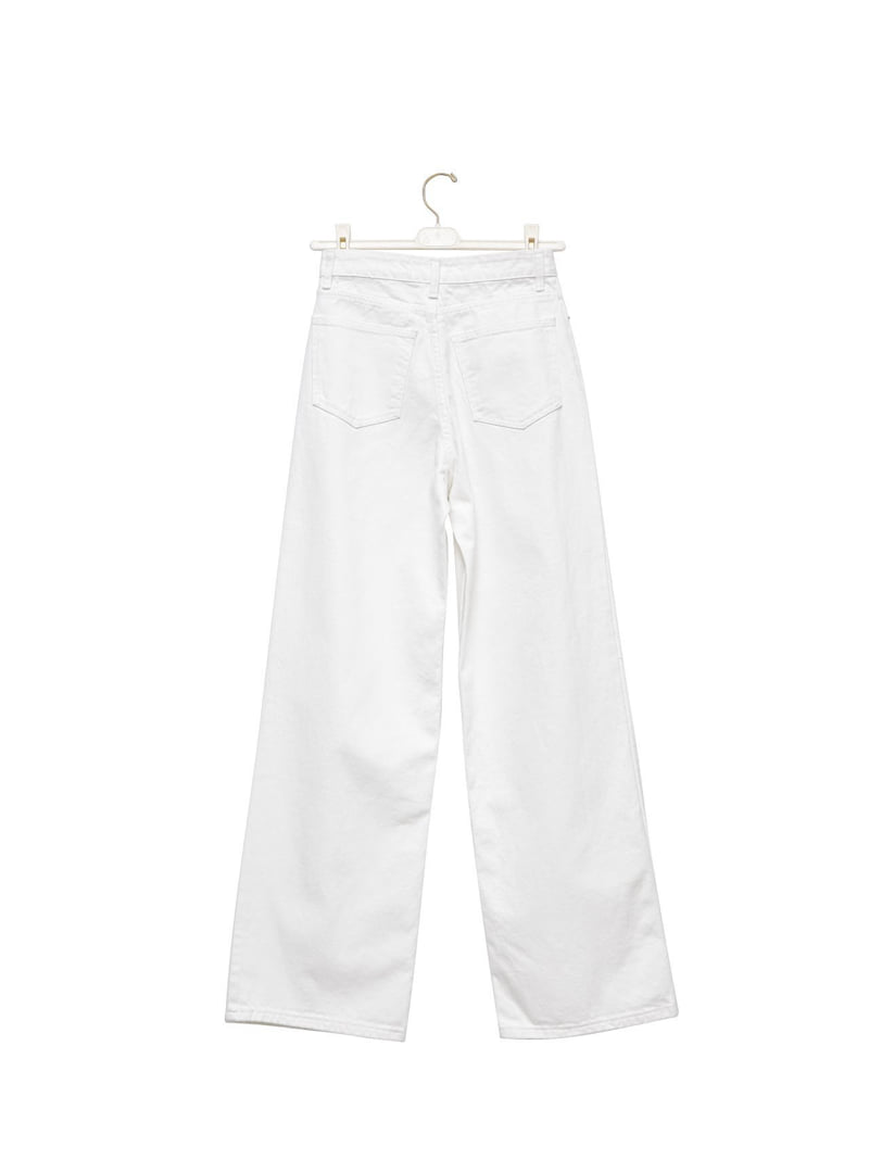 Paper Moon - Korean Women Fashion - #thelittlethings - High Rise Wide Leg White Denim Jeans - 4