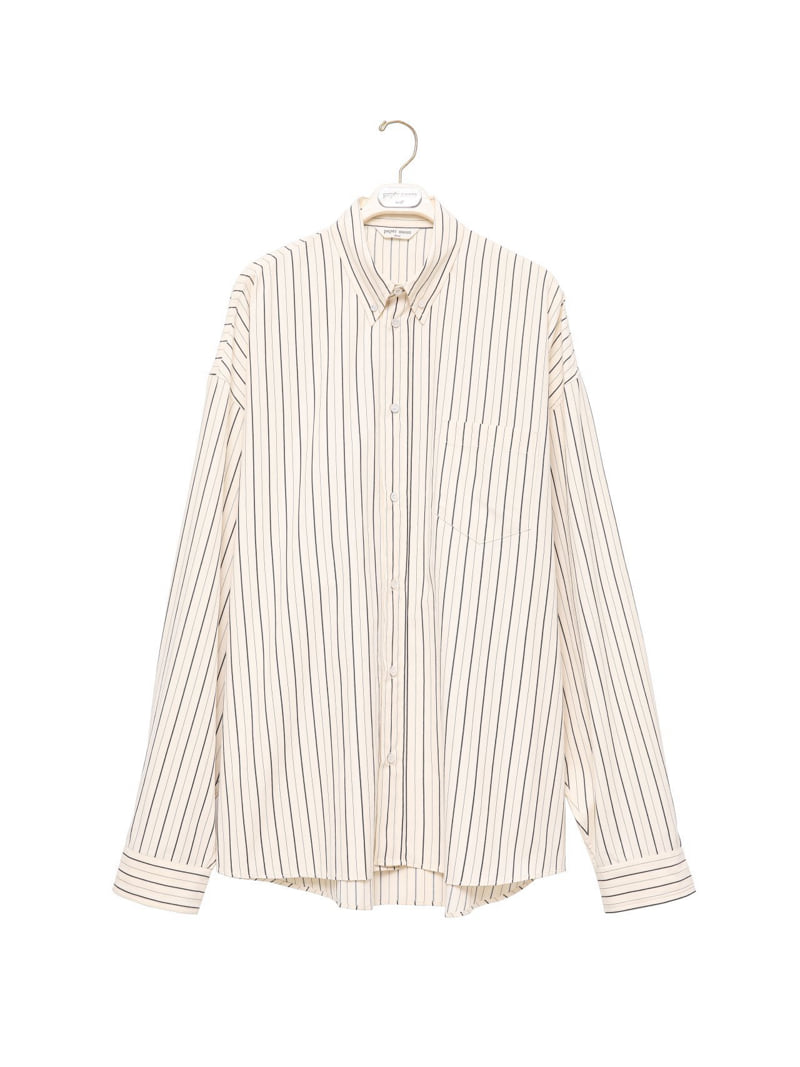 Paper Moon - Korean Women Fashion - #pursuepretty - Oversized Striped Pattern Pocket Button Down Shirt - 5