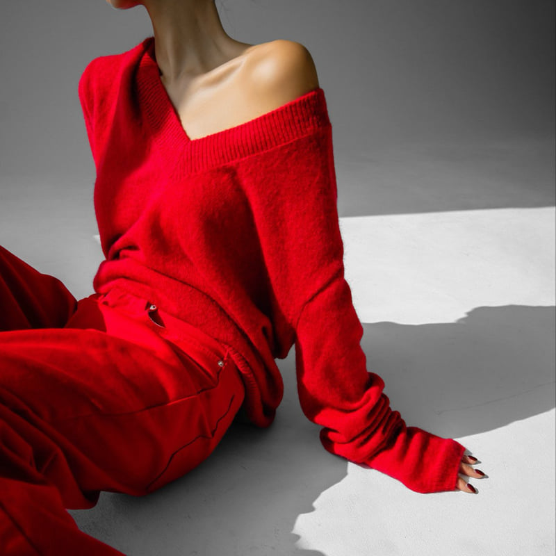 Paper Moon - Korean Women Fashion - #pursuepretty - Alpaca Wool Deep V-neck Knit Top - 3