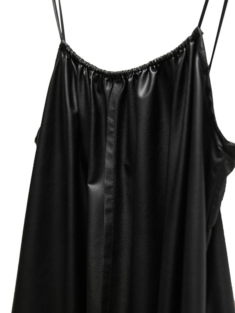 Paper Moon - Korean Women Fashion - #pursuepretty - Vegan Leather Strap Shirred Maxi Dress - 11