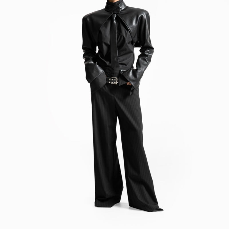 Paper Moon - Korean Women Fashion - #pursuepretty - Vegan Leather Cropped Bolero Jacket