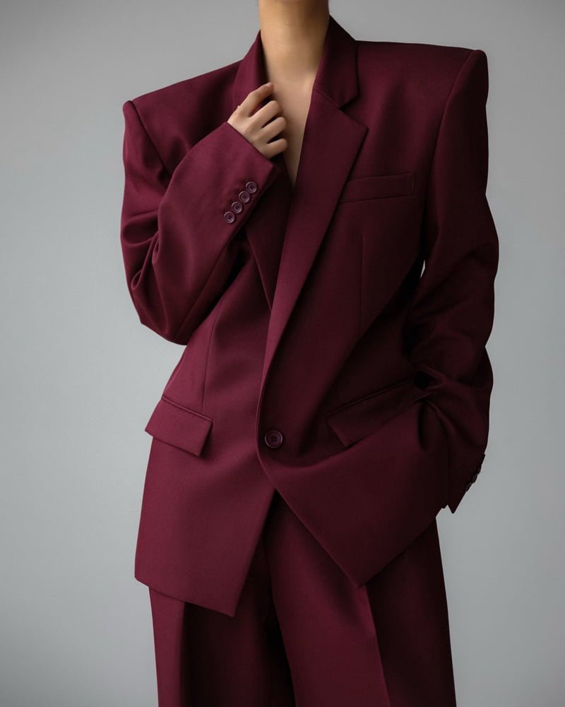 Paper Moon - Korean Women Fashion - #pursuepretty - Square Shoulder Oversized Twill Blazer - 9