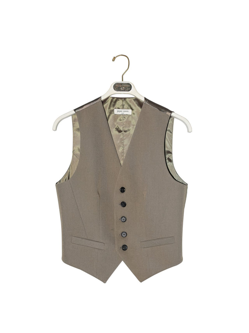 Paper Moon - Korean Women Fashion - #vintagekidsstyle - Five Button Down Tailored Suit Vest - 4