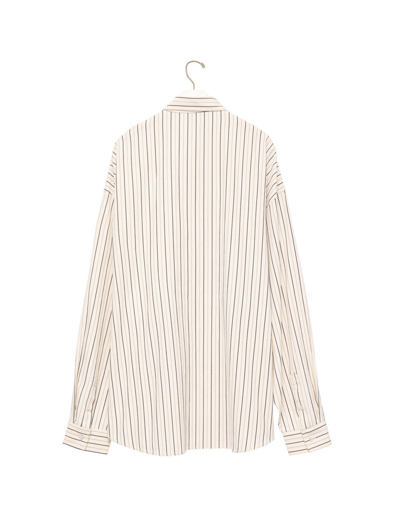 Paper Moon - Korean Women Fashion - #restrostyle - Oversized Striped Pattern Pocket Button Down Shirt - 6