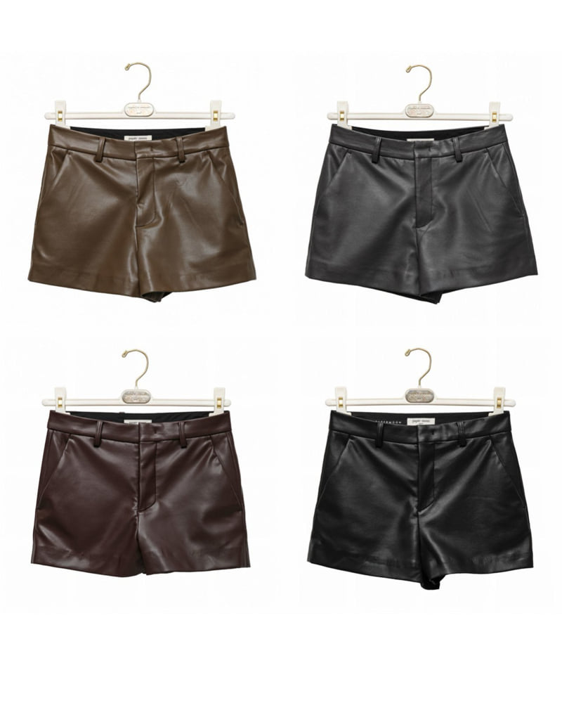 Paper Moon - Korean Women Fashion - #restrostyle - Classic Leather Short Pants - 5