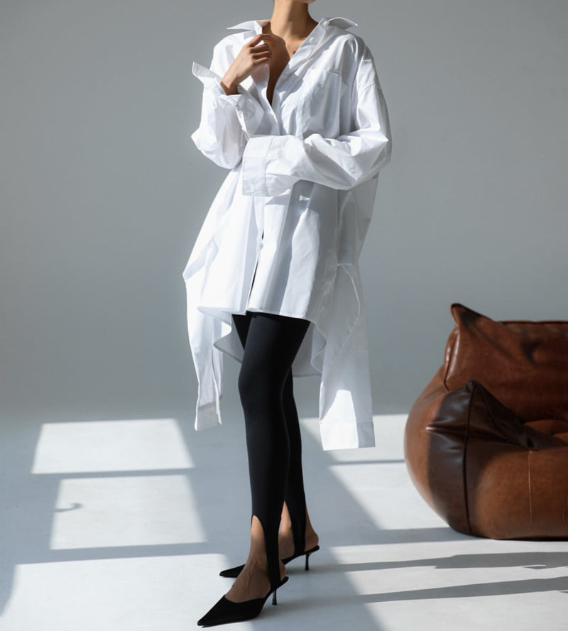 Paper Moon - Korean Women Fashion - #restrostyle - Oversized Knot Sleeved Detail Button Down Shirt Dress - 3