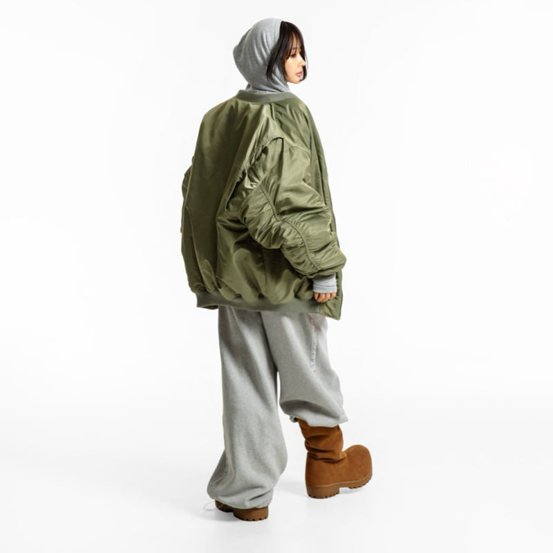 Paper Moon - Korean Women Fashion - #restrostyle - Super Oversized Two Way Zipper MA-1 Bomber Jacket