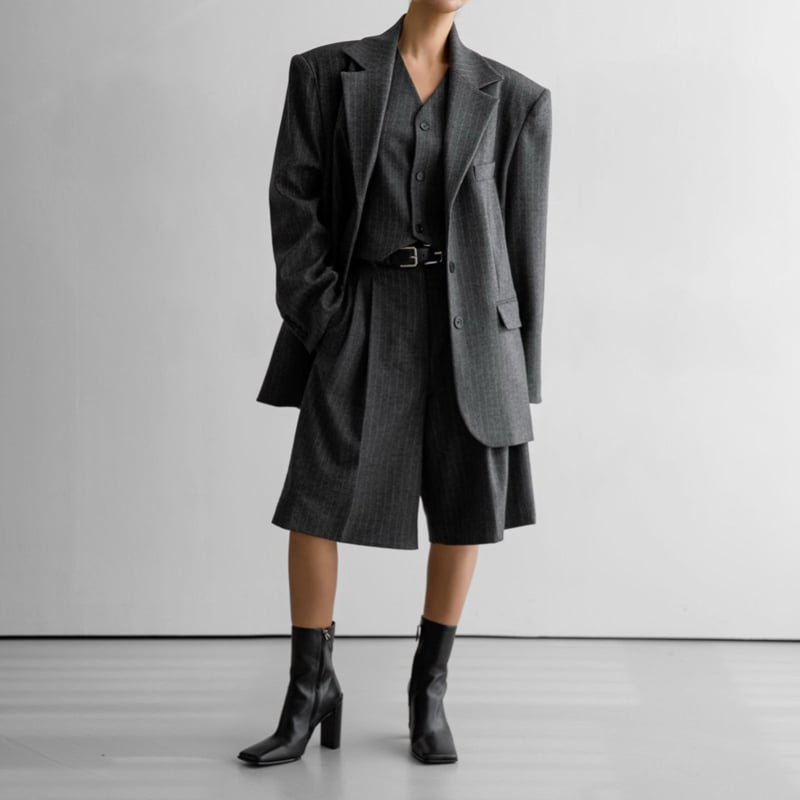 Paper Moon - Korean Women Fashion - #restrostyle - Flannel Wool Set-up Tailored Blazer - 7