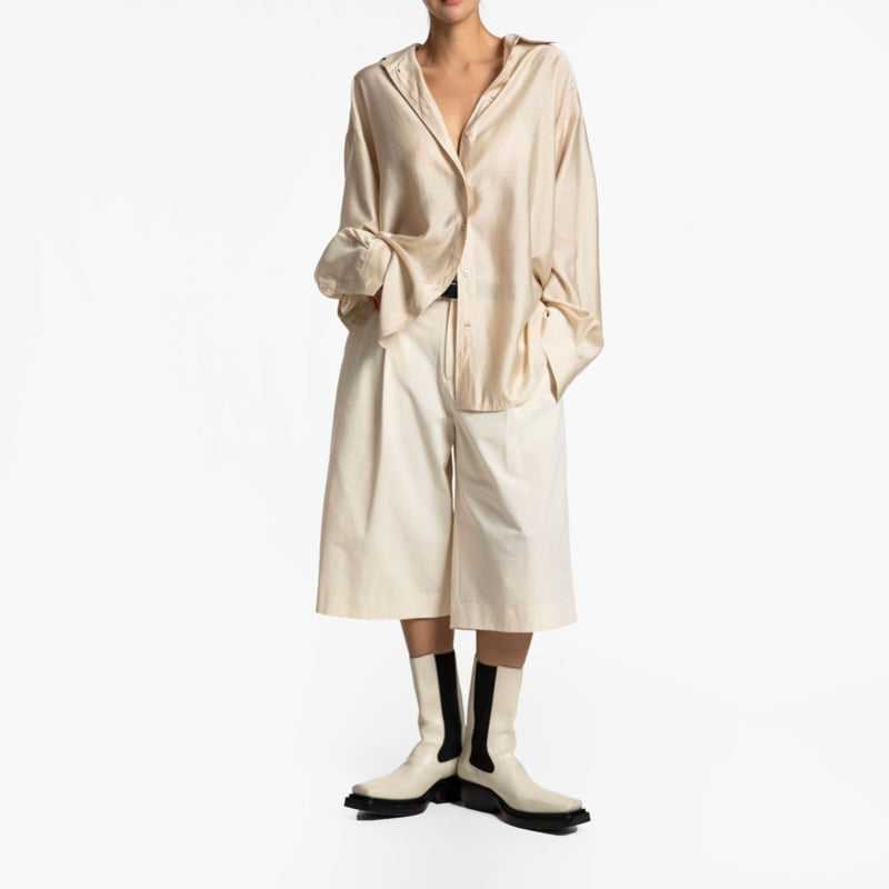 Paper Moon - Korean Women Fashion - #restrostyle - Classic Wide Fit Bermuda Trouswers